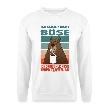 Lustiges Kaffee Bär Motiv Geschenk Büro Spruch - Unisex Pullover - Weiß - Vorne - Alina (178cm) & Michal (187cm)