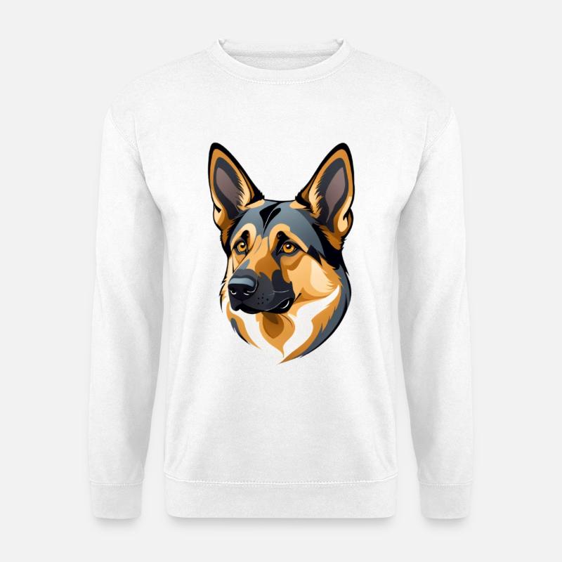 Gesicht eines deutschen Schäferhunds - Unisex Pullover - Weiß