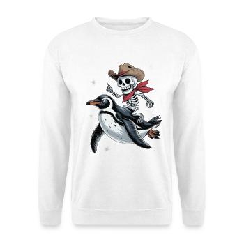 Pingouin câlin avec cavalier de crâne - Sweat-shirt Unisexe - blanc - Devant
