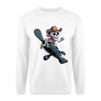 Skeleton with cowboy hat on platypus platypus - Unisex Sweatshirt - white - Front