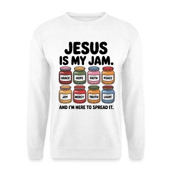 Jesus is my Jam: grace, hope, faith, - Unisex Sweatshirt - white - Front