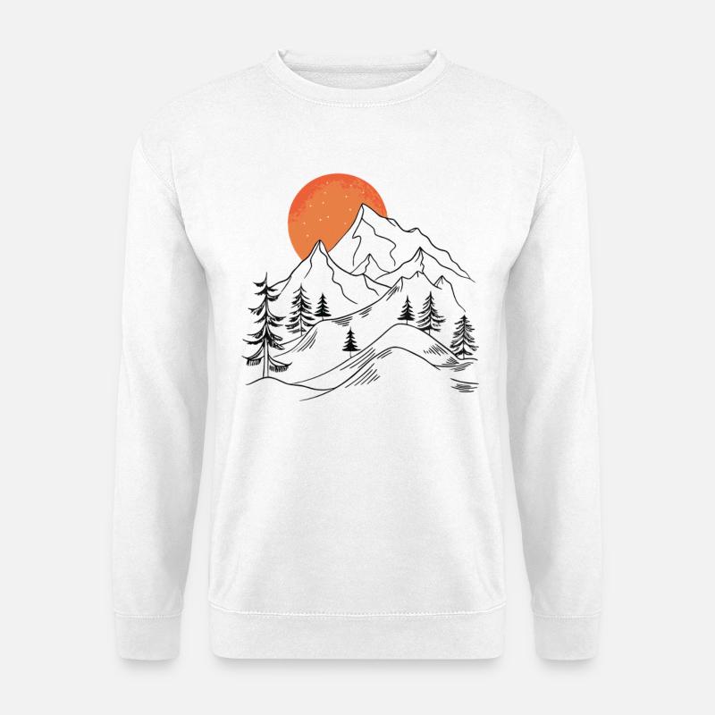 Nächtliche Berglandschaft mit Sonnenuntergang - Unisex Pullover - Weiß