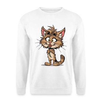 Niedliche Katze mit Blume - Unisex Pullover - Weiß - Vorne