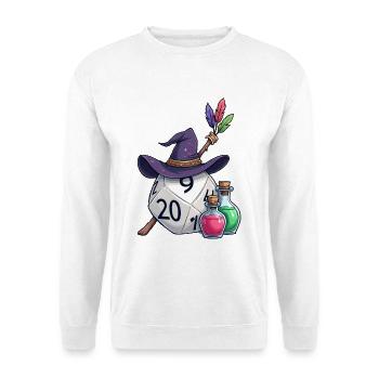 D20 magique avec chapeau et baguette – Fantasy - Sweat-shirt Unisexe - blanc - Devant