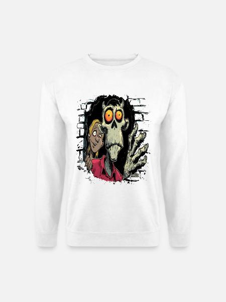 Skelett und Freund Comic-Horror - Unisex Pullover - Weiß