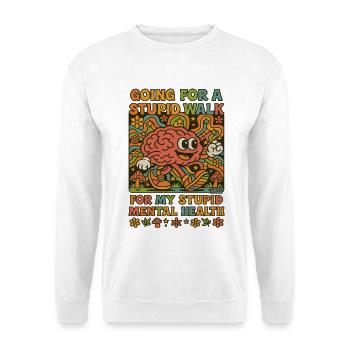 Stupide Walking Brain Rétro Psychédélique - Sweat-shirt Unisexe - blanc - Devant