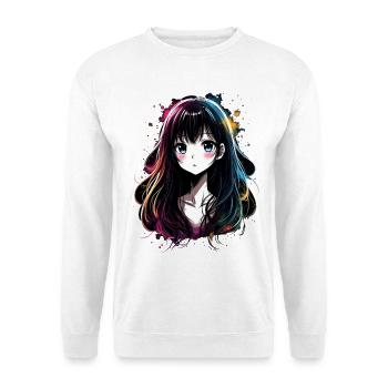 Anime girl with colorful gradient - Unisex Sweatshirt - white - Front