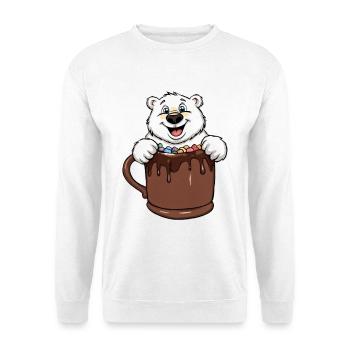 Ours polaire ludique avec tasse de chocolat - Sweat-shirt Unisexe - blanc - Devant