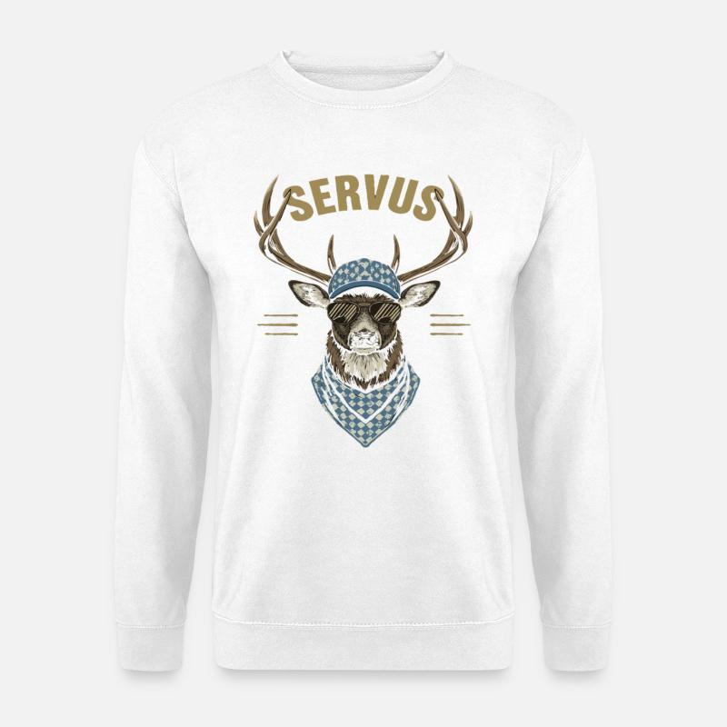 Alpen Hirsch Servus Hirschgeantler Tracht Oktober - Unisex Sweatshirt - white