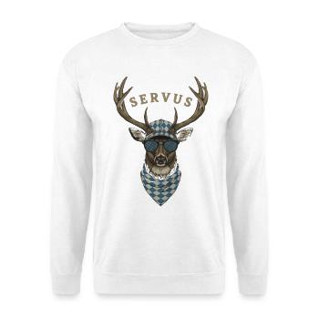Alpen Hirsch Servus Hirschgeweih Tracht Oktober - Unisex Pullover - Weiß - Vorne