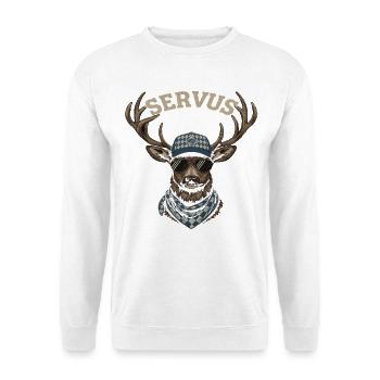 Alpen Hirsch Servus Hirschgeweih Tracht Oktober - Unisex Pullover - Weiß - Vorne
