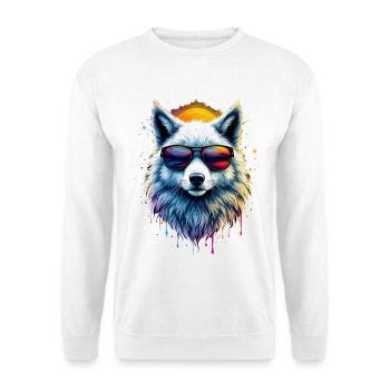 Stylish Dog with Sunglasses Neon Shirt - Unisex Sweatshirt - white - Front