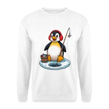 Eisfischer Pinguin mit Ohrenwärmer - Unisex Pullover - Weiß - Vorne