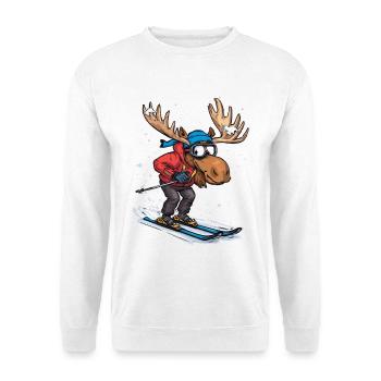 Moose Skier Cartoon Winter Sports Look - Unisex Sweatshirt - white - Front