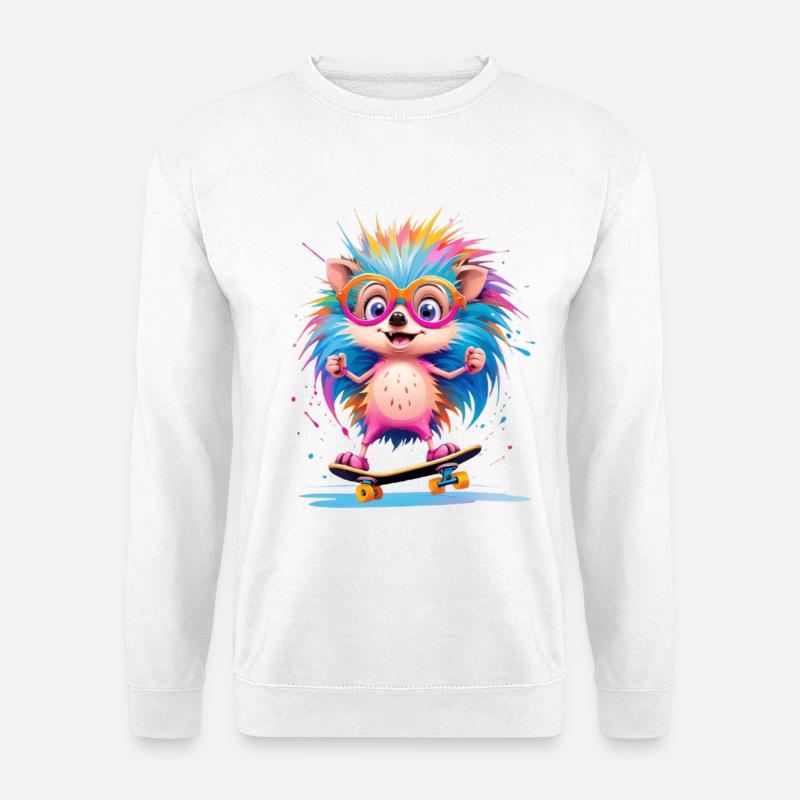 Kunterbunter Skate Hedgehog - Unisex Pullover - Weiß