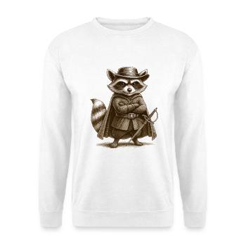 Noble raccoon with sword – vintage engraving - Unisex Sweatshirt - white - Front