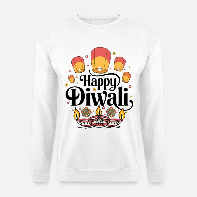 Diwali Lanterns and Diyas Patterns - Unisex Sweatshirt - white