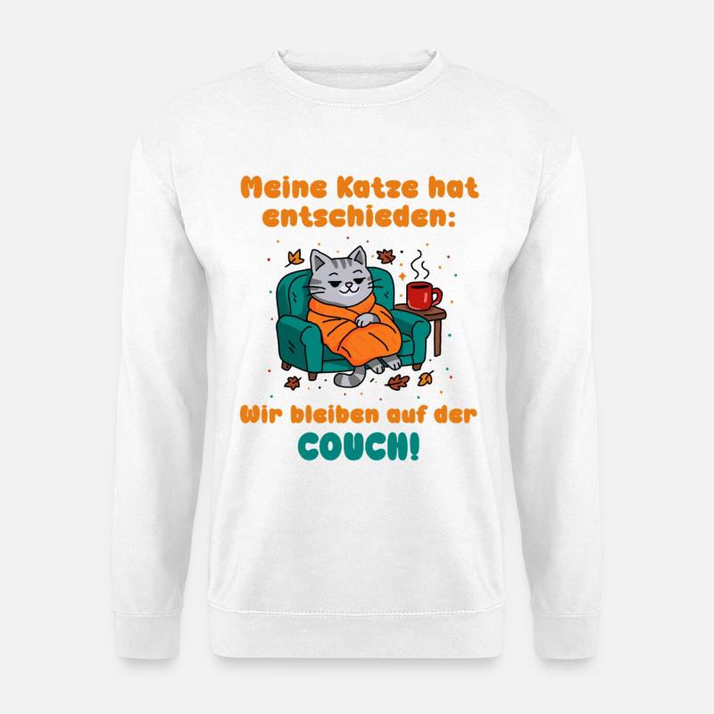 Katzencouch Gemütlicher Spruch - Unisex Pullover - Weiß