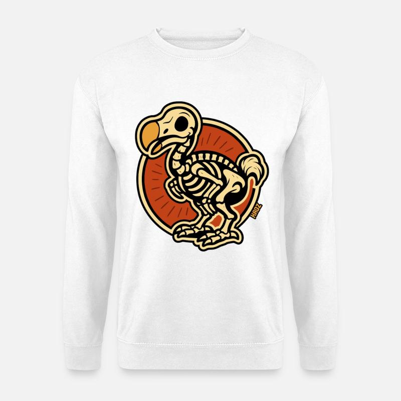 Skeleton Bird Dodo in Circle Retro - Unisex Sweatshirt - white