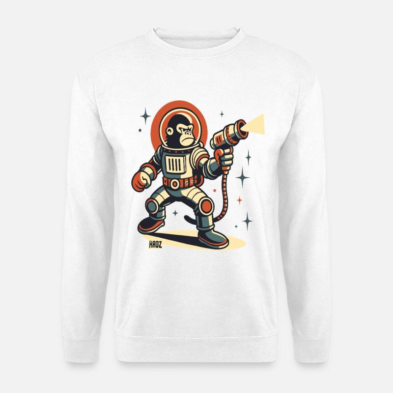 Space Monkey Astronaut Laser Blaster - Unisex Sweatshirt - white