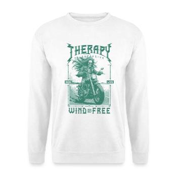 Therapie ist teuer Wind ist kostenlos Motorradfahrer - Unisex Pullover - Weiß - Vorne