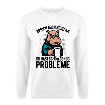 Don’t talk to me - Hippopotame au café - Sweat-shirt Unisexe - blanc - Devant