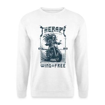 Therapie ist teuer Wind ist kostenlos Motorradfahrer - Unisex Pullover - Weiß - Vorne