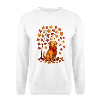 Herbst Hund mit Schal Design - Unisex Pullover - Weiß - Vorne