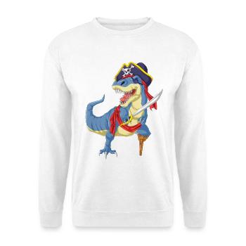 Pirate T-Rex Dinosaur Funny Tee - Unisex Sweatshirt - white - Front