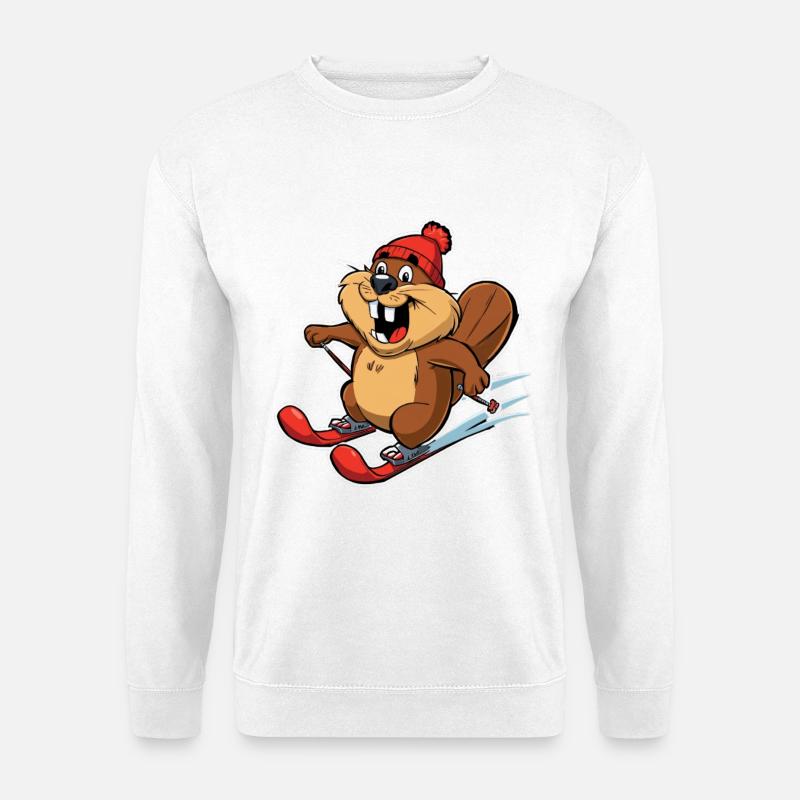 Winterbiber Skifahrer Cartoon - Unisex Pullover - Weiß