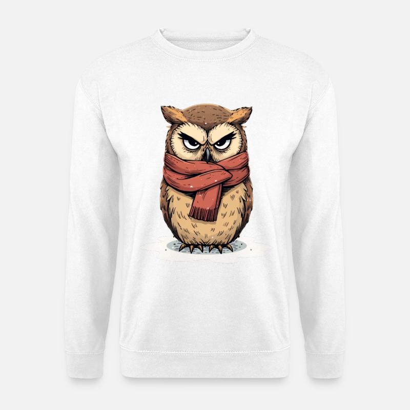 Wintereule mit rotem Schal - Unisex Pullover - Weiß