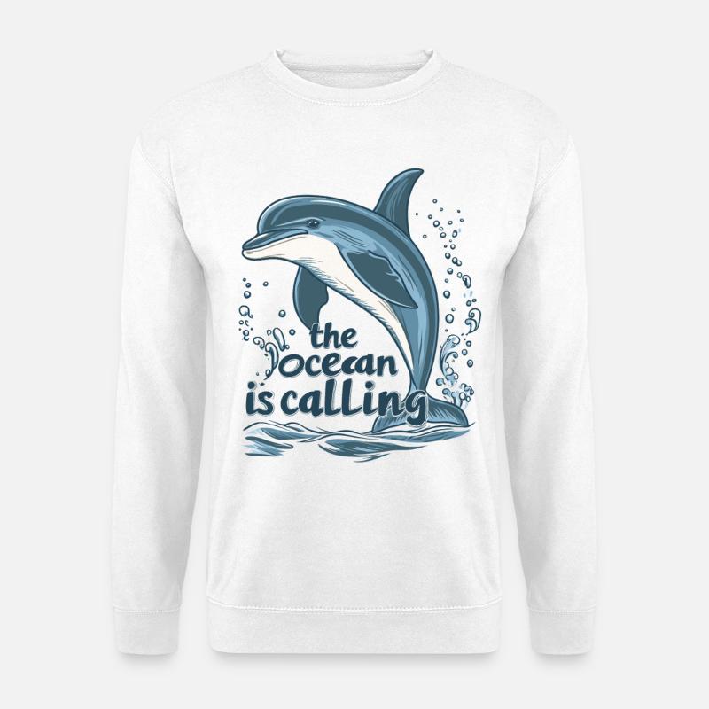 the ocean is calling - delfin - Unisex Pullover - Weiß