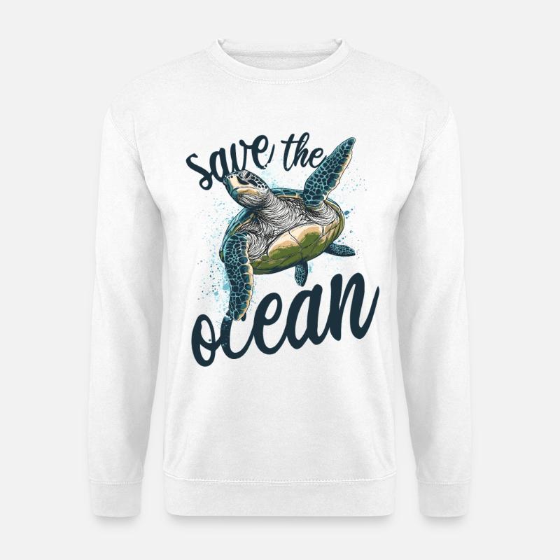 Save the ocean - schildkröte - Unisex Pullover - Weiß