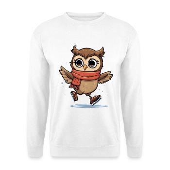 Wintereule mit rotem Schal auf Eis - Unisex Pullover - Weiß - Vorne