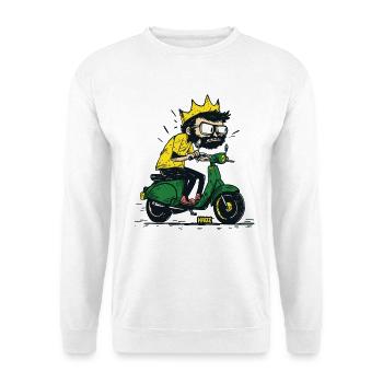 King on moped scooter scooter cartoon - Unisex Sweatshirt - white - Front