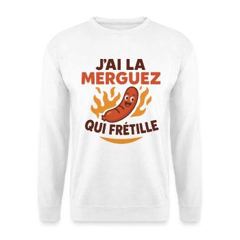 J’ai la merguez qui frétille humour barbecue - Sweat-shirt Unisexe - blanc - Devant