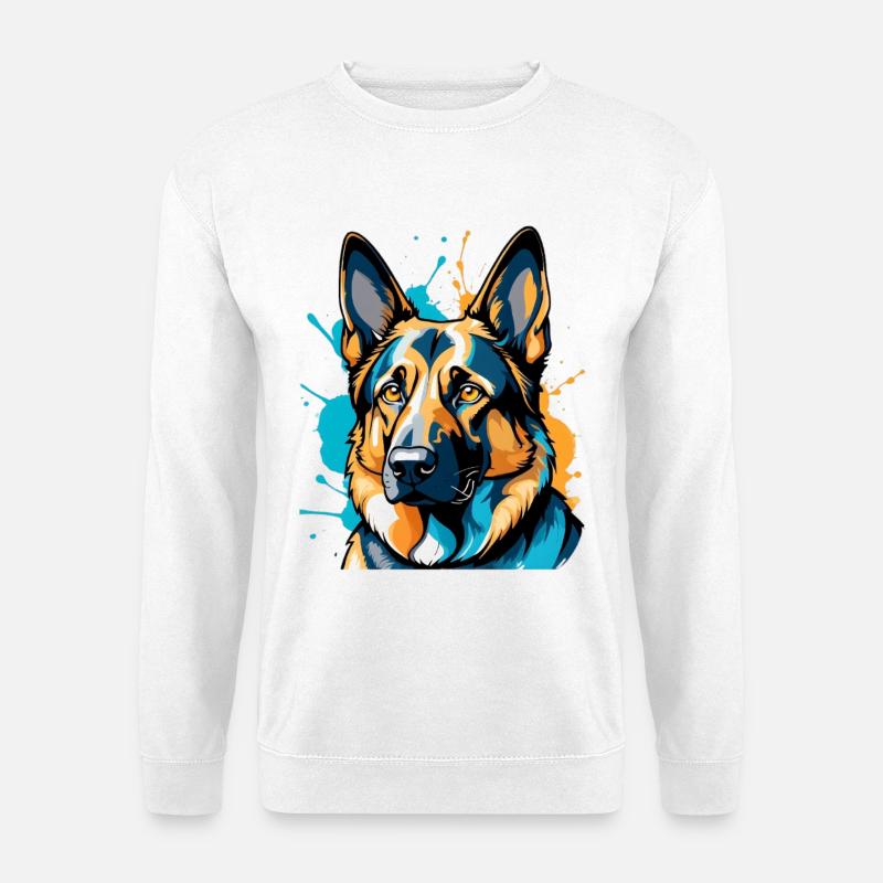 Lebendiger Schäferhund Farbexplosion - Unisex Pullover - Weiß