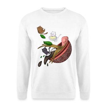 Katzen essen Ramen Japanische Nudeln Katze - Unisex Pullover - Weiß - Vorne