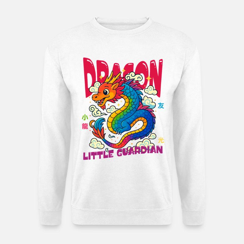 Regenbogen Drache - Kleiner Wächter - Unisex Pullover - Weiß