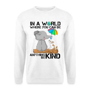 Be Kind Elefant & Hund Niedliches Zitat - Unisex Pullover - Weiß - Vorne