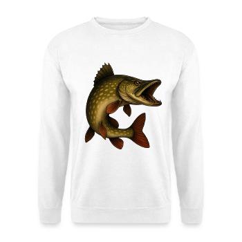 Majestätischer Hecht Fisch Illustration - Unisex Pullover - Weiß - Vorne