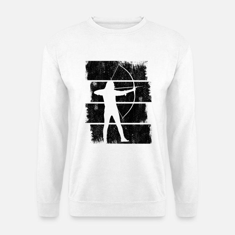 Bogensport Zeichnung - Unisex Pullover - Weiß