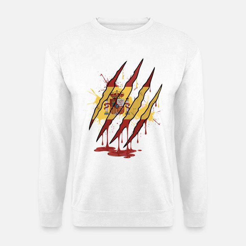 Kratzspur Spanien Flagge Kralle Grunge Style - Unisex Pullover - Weiß
