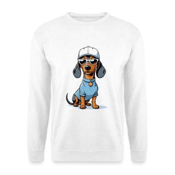 Dachshund Hoodie with Sunglasses - Unisex Sweatshirt - white - Front