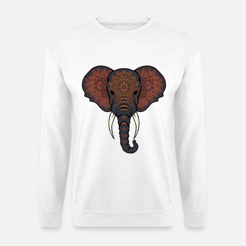 Mandala Elefant Kopf - Unisex Pullover - Weiß