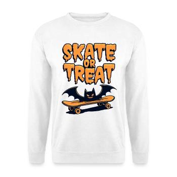 Skate or Treat Skateboard Halloween Bat - Unisex Sweatshirt - white - Front