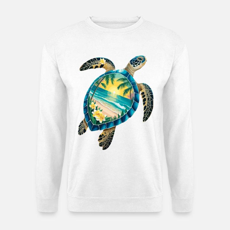 Turtle Waves Surf Turtle Surfer Turtles - Sweat-shirt Unisexe - blanc
