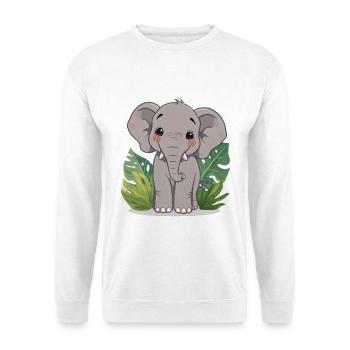 Kleiner Elefantenfreund im Dschungel - Unisex Pullover - Weiß - Vorne