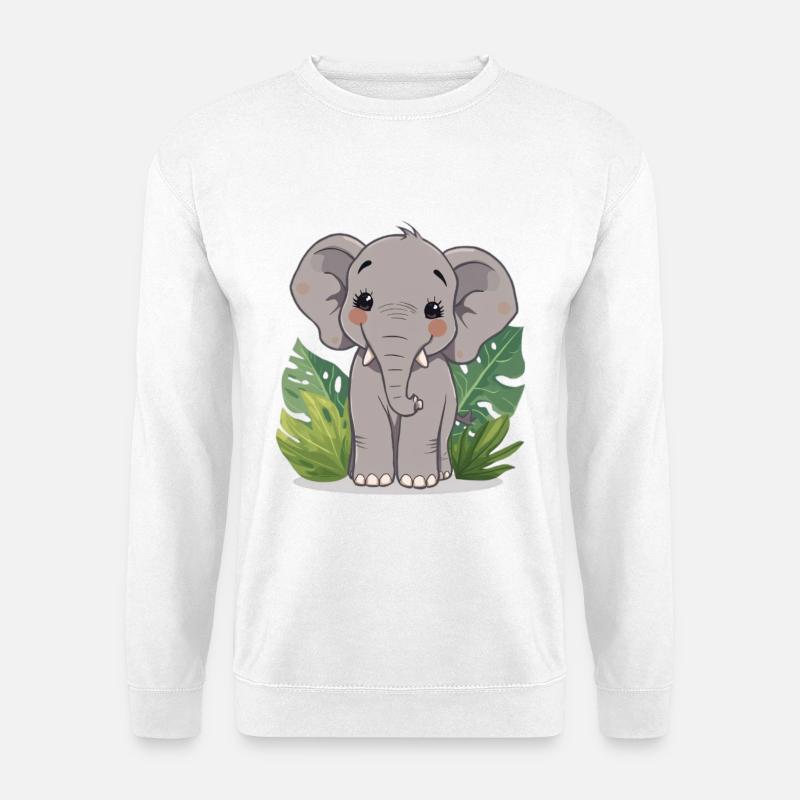 Kleiner Elefantenfreund im Dschungel - Unisex Pullover - Weiß