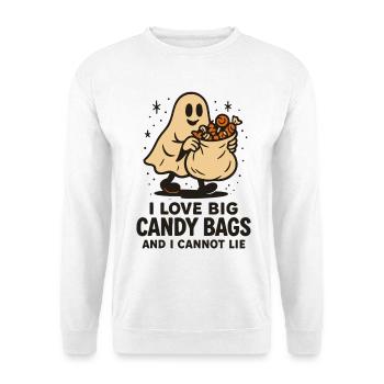 I Love Big Candy Bags Halloween Funny Saying Ghost - Unisex Sweatshirt - white - Front